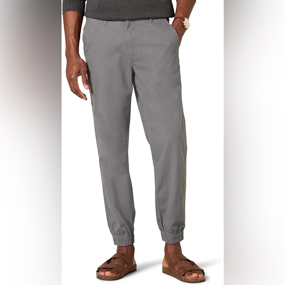NWT Amazon Essentials Mens Grey Straight Fit Jogger Pants Size L Pockets Casual